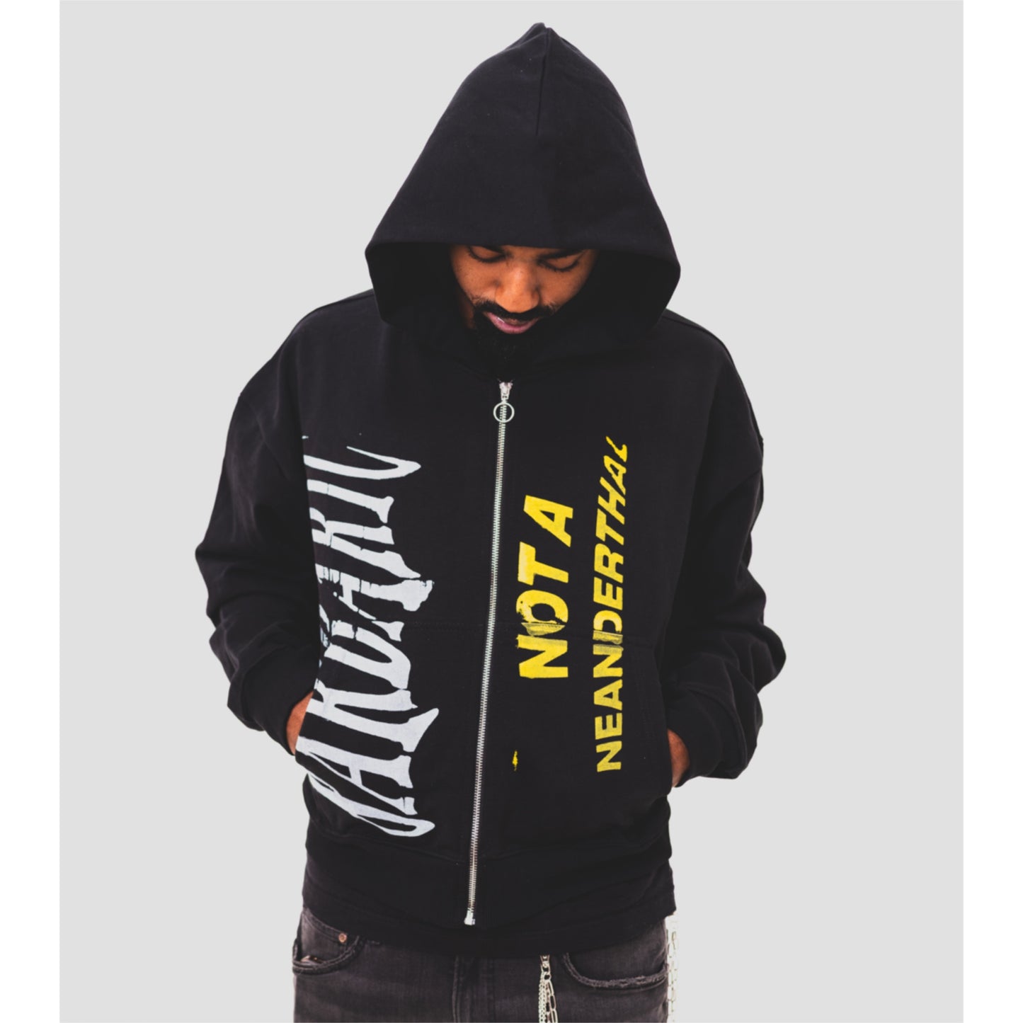 “NØ DUMMY” CROPPED HEAVY COTTON HOODIE